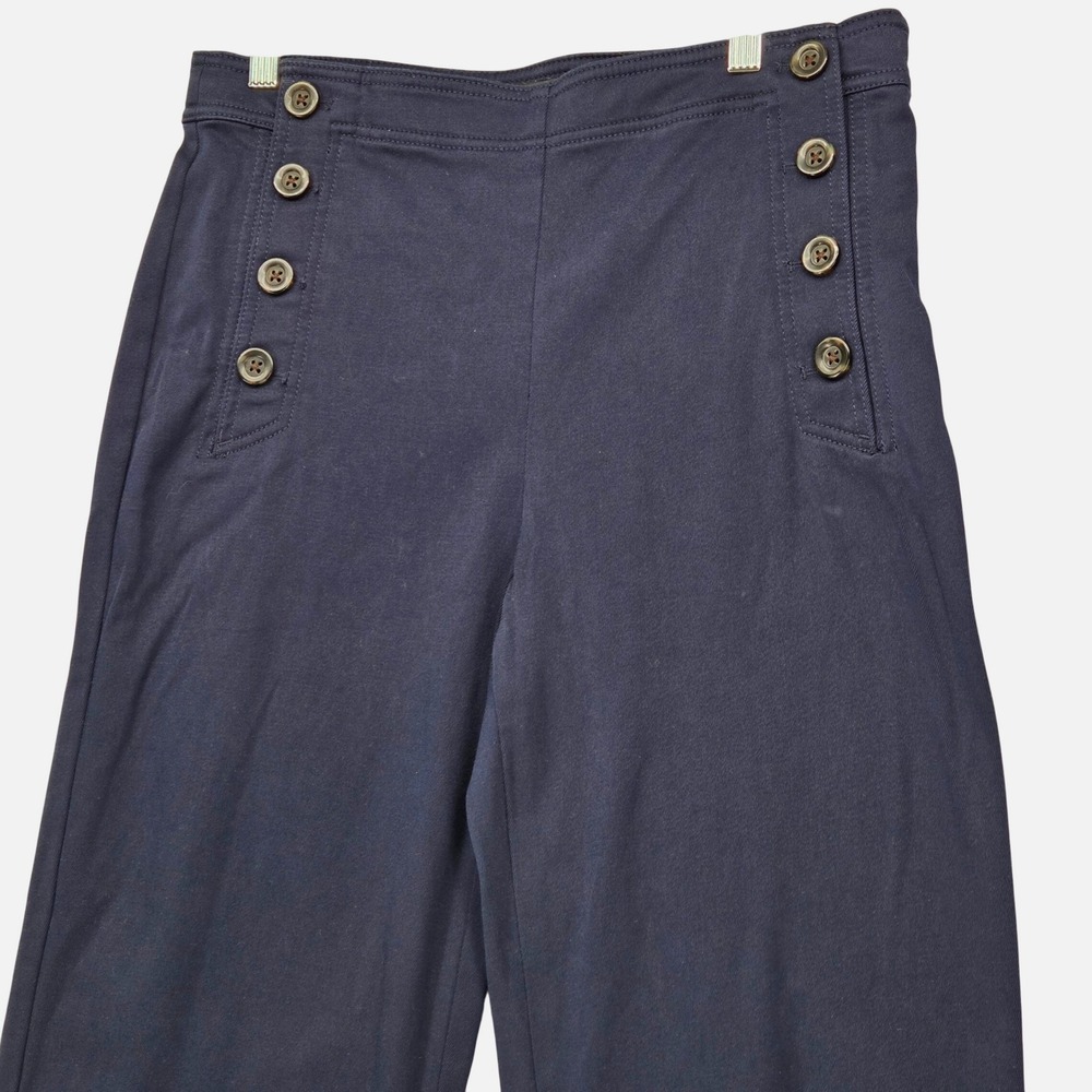 Ann Taylor 2024 Women 8 Sailor Grace Straight Pants Navy Blue‎ Trouser 6 Button